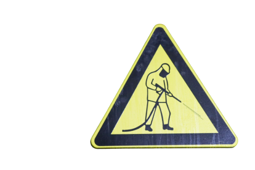 Pressure washing safety icon for maintenance service