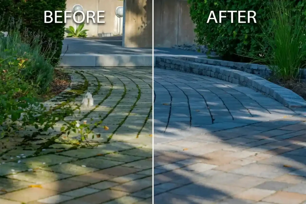 Paver walkway pressure washing in Union Park