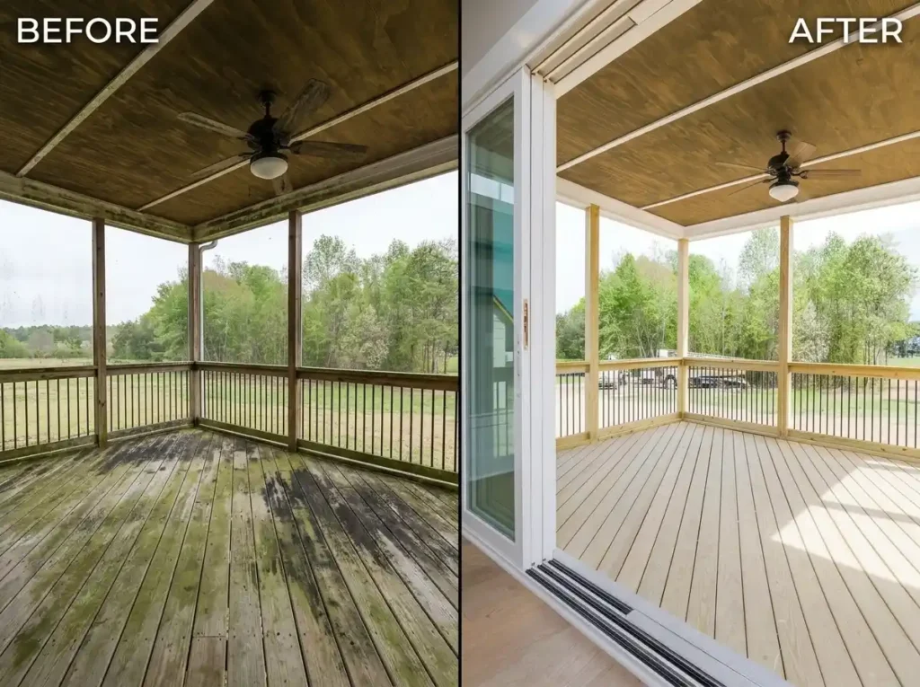 Wood deck restoration in Meadow Pointe